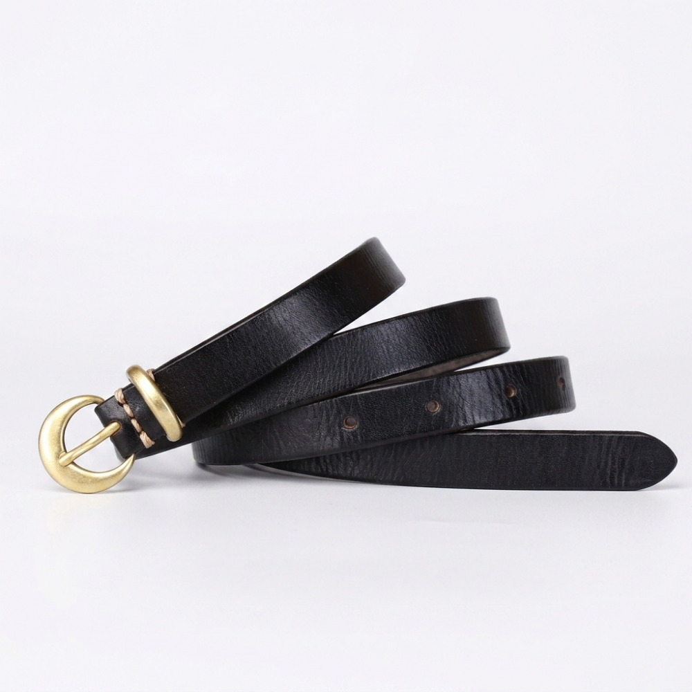 Oatfield – Slim Pin Buckle Leather Belt — Black