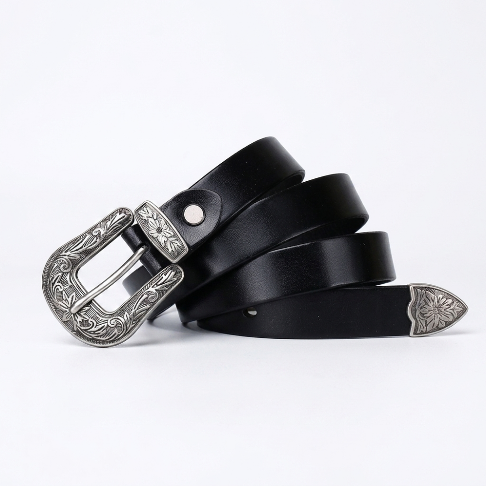Galloway – Engraved Buckle Leather Belt
