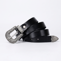 Galloway – Engraved Buckle Leather Belt — Black