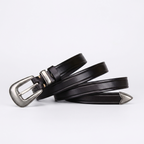 Dovetail – Slim Pin Buckle Leather Belt — Black
