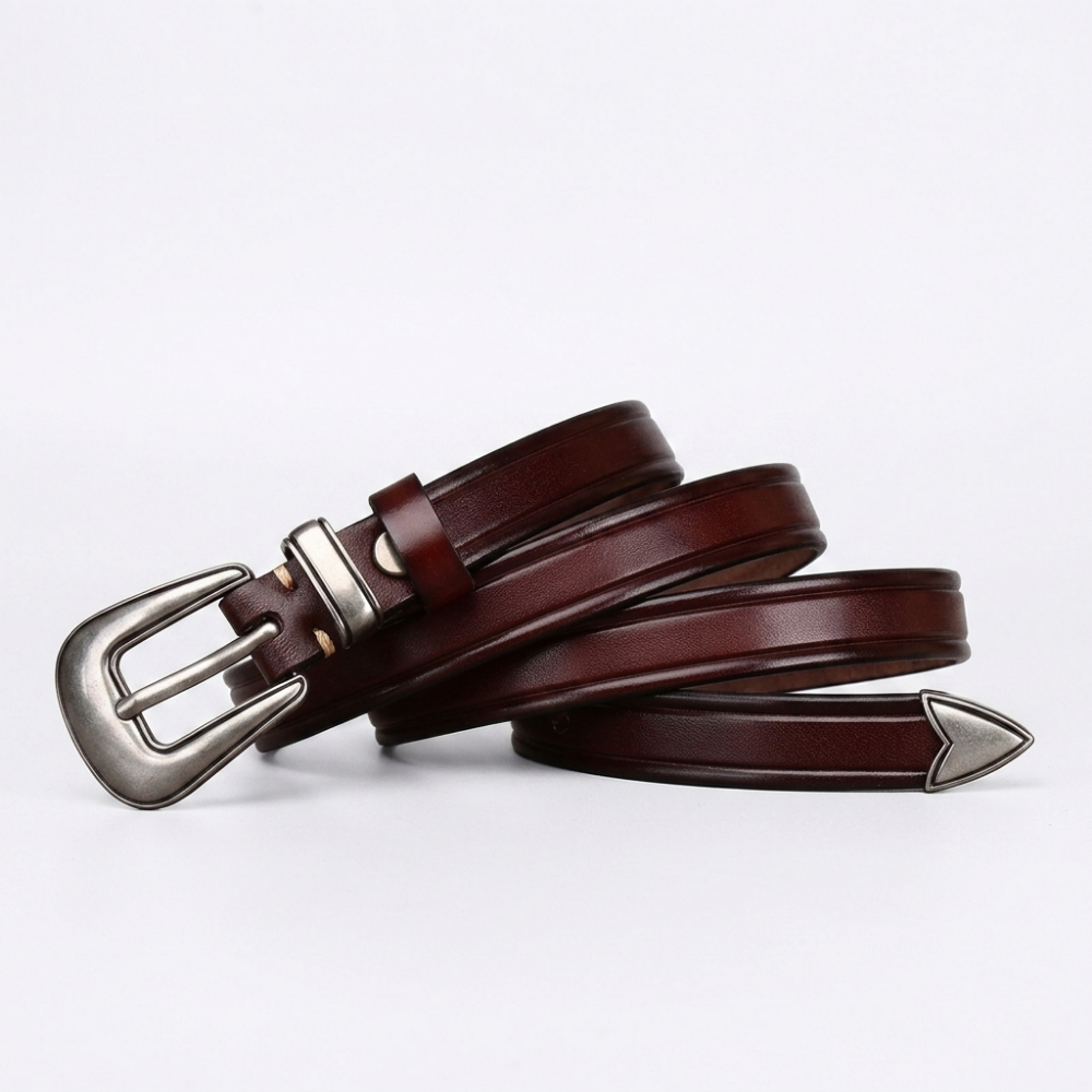 Dovetail – Slim Pin Buckle Leather Belt — Brown