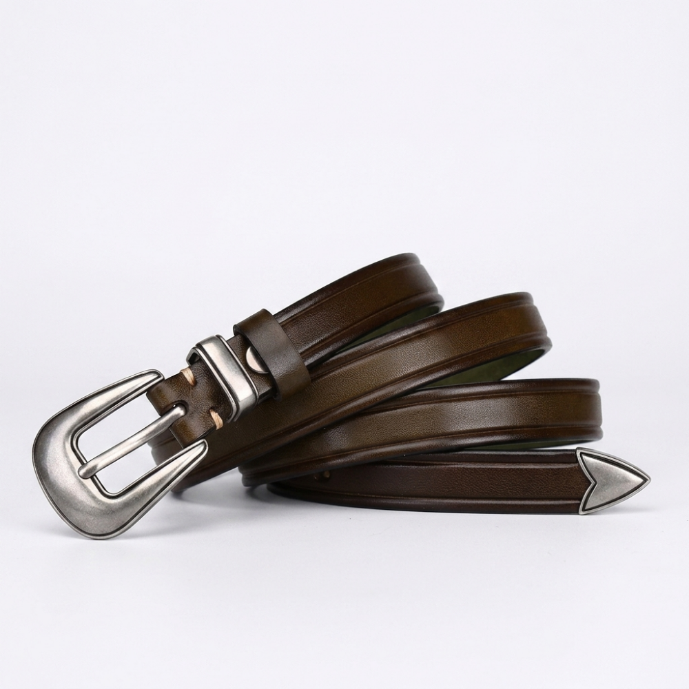 Dovetail – Slim Pin Buckle Leather Belt — Green
