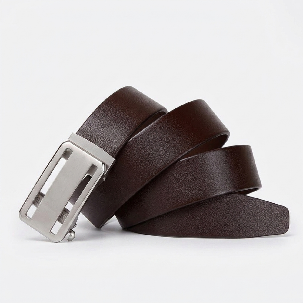 Marston – Auto Buckle Leather Belt — Dark Brown