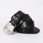 Boulderstep – Spiral Plate Leather Belt — Black