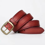 Tarn – Distressed Pin Buckle Leather Belt — Burgundy