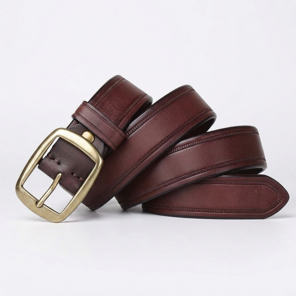 Tarn – Distressed Pin Buckle Leather Belt — Dark Brown