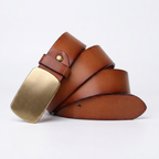 Kielder – Plate Buckle Leather Belt — Cognac