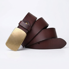 Kielder – Plate Buckle Leather Belt — Dark Brown