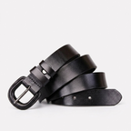 Lochlan – Retro Pin Buckle Leather Belt — Black