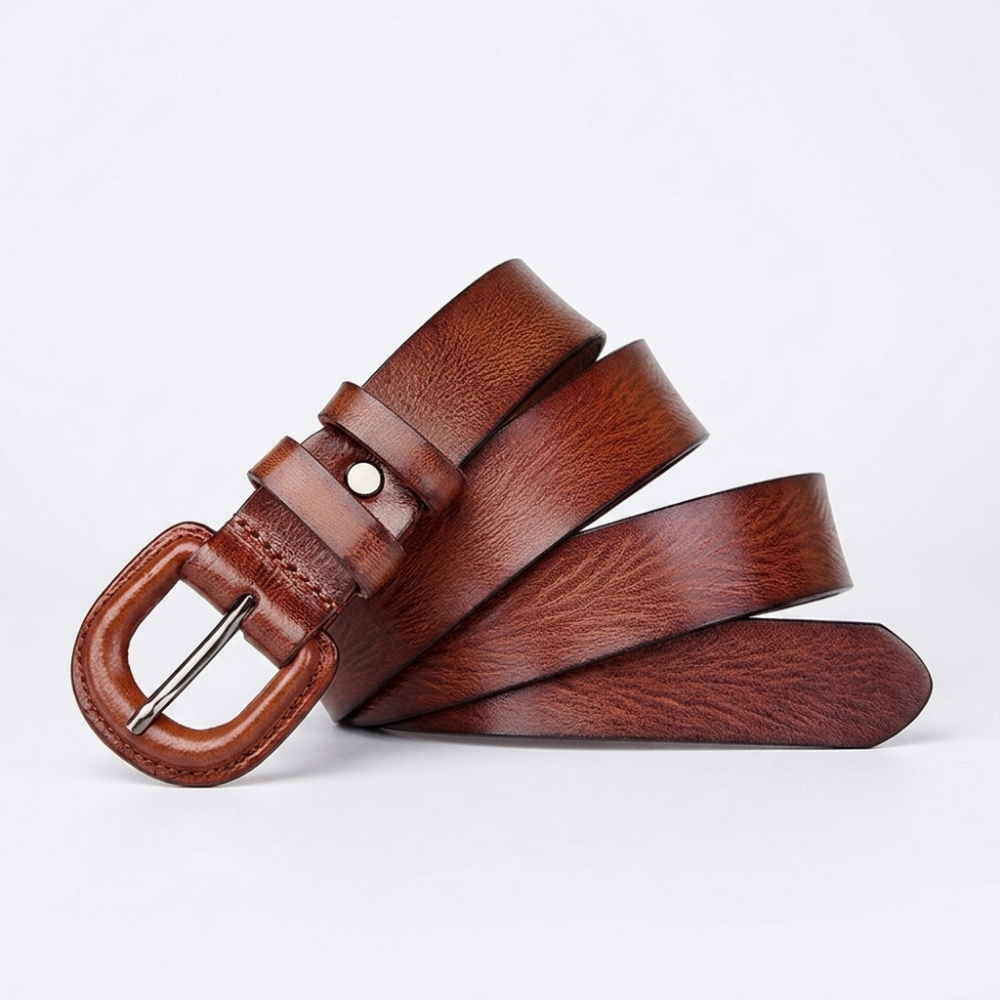 Lochlan – Retro Pin Buckle Leather Belt — Brown