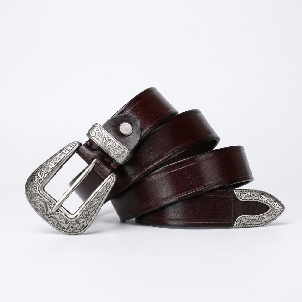 Sunder – Antique Finish Leather Belt — Dark Brown