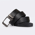 Firth – Crocodile-Embossed Reversible Belt — Black