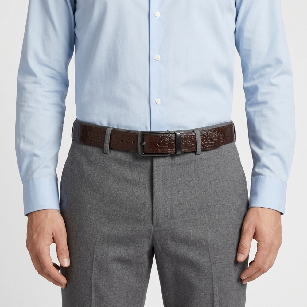 Firth – Crocodile-Embossed Reversible Belt