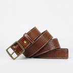 Thatcher – Perforated Leather Belt — Cognac