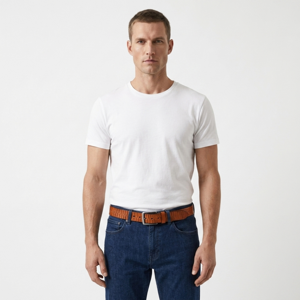Cragford – Embossed Pin Buckle Leather Belt