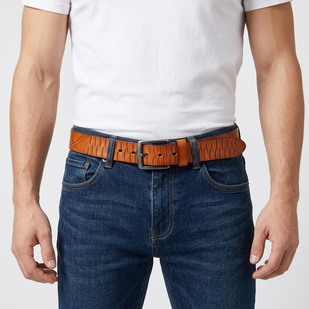 Cragford – Embossed Pin Buckle Leather Belt