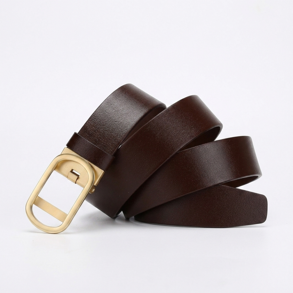 Ghyll – Plate Pin Buckle Leather Belt — Dark Brown
