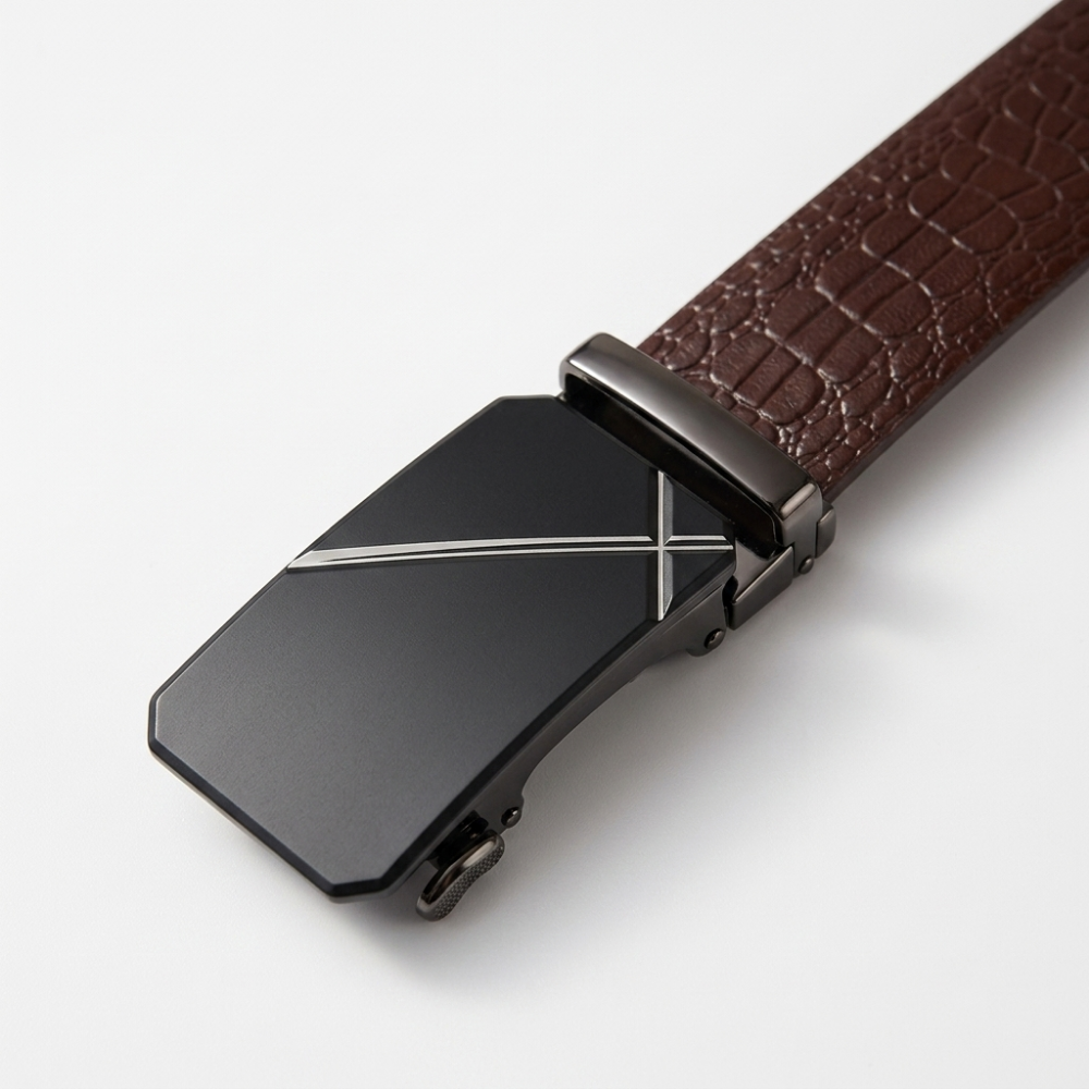 Ironwood – Crocodile-Embossed Auto Buckle Leather Belt