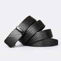 Ironwood – Crocodile-Embossed Auto Buckle Leather Belt — Black