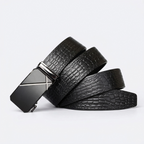 Ironwood – Crocodile-Embossed Auto Buckle Leather Belt — Black