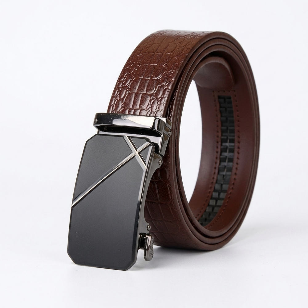 Ironwood – Crocodile-Embossed Auto Buckle Leather Belt