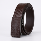 Lowland – Crocodile-Embossed Auto Buckle Leather Belt
