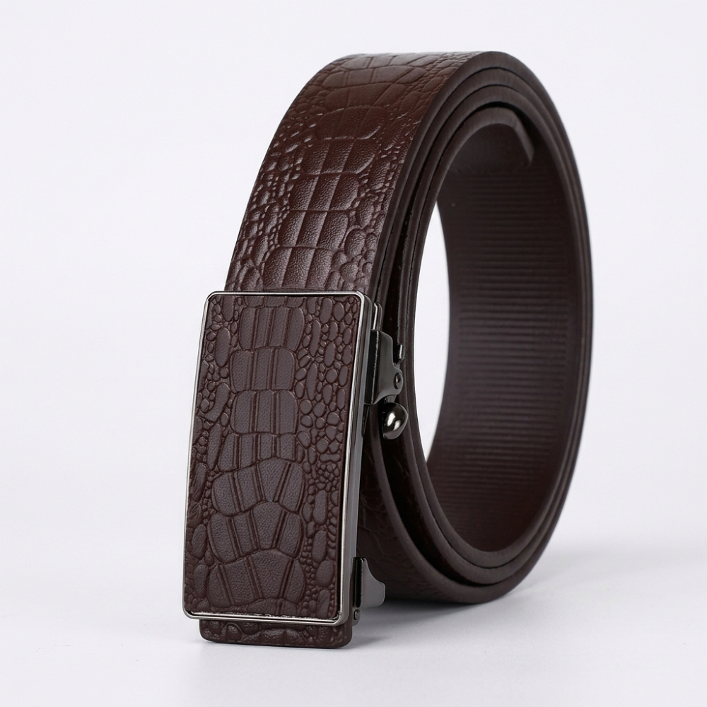 Lowland – Crocodile-Embossed Auto Buckle Leather Belt