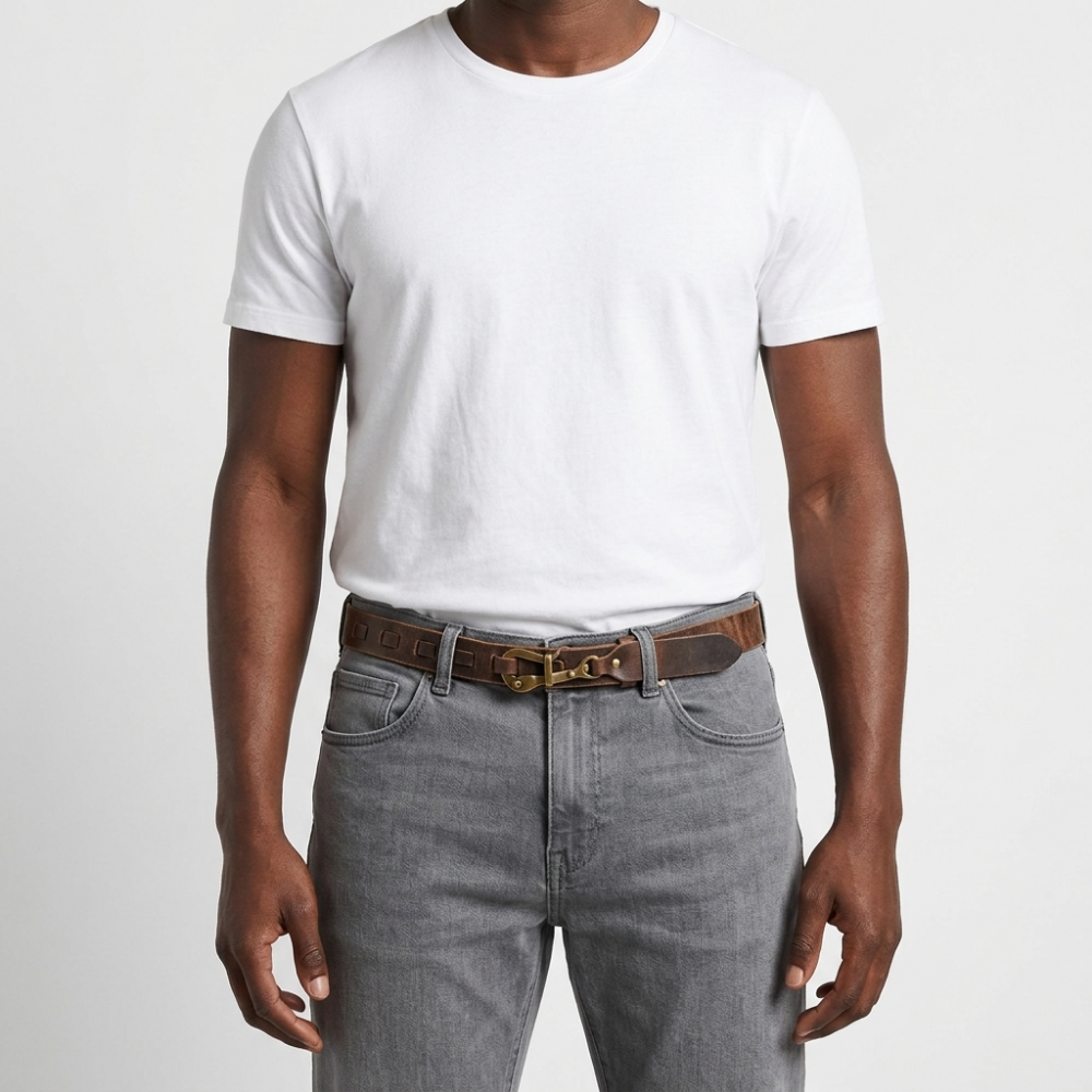 Brasswood – Retro Lock Buckle Leather Belt