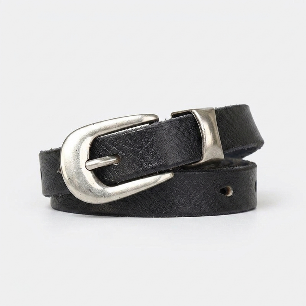 Dagger – Pin Buckle Leather Belt — Black