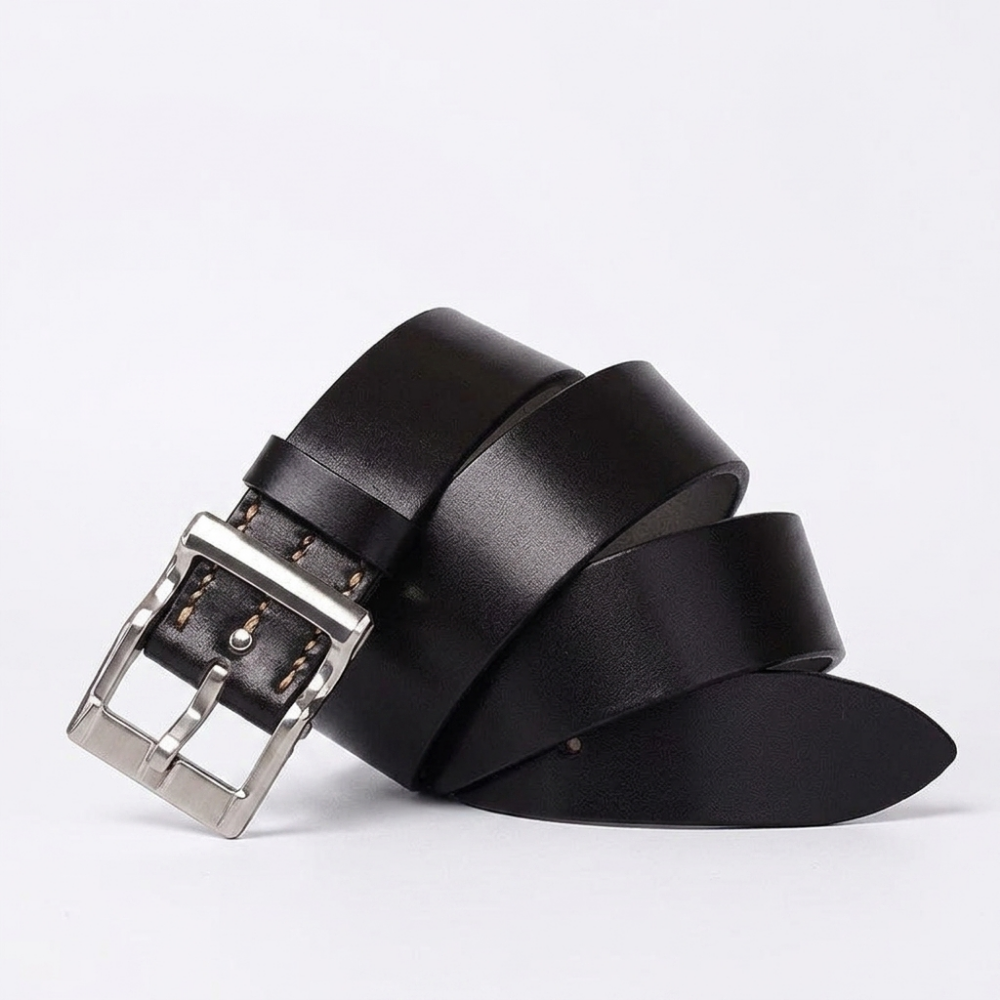 Hemlock – Pin Buckle Leather Belt — Black