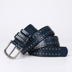 Rookstone – Studded Pin Buckle Leather Belt — Navy