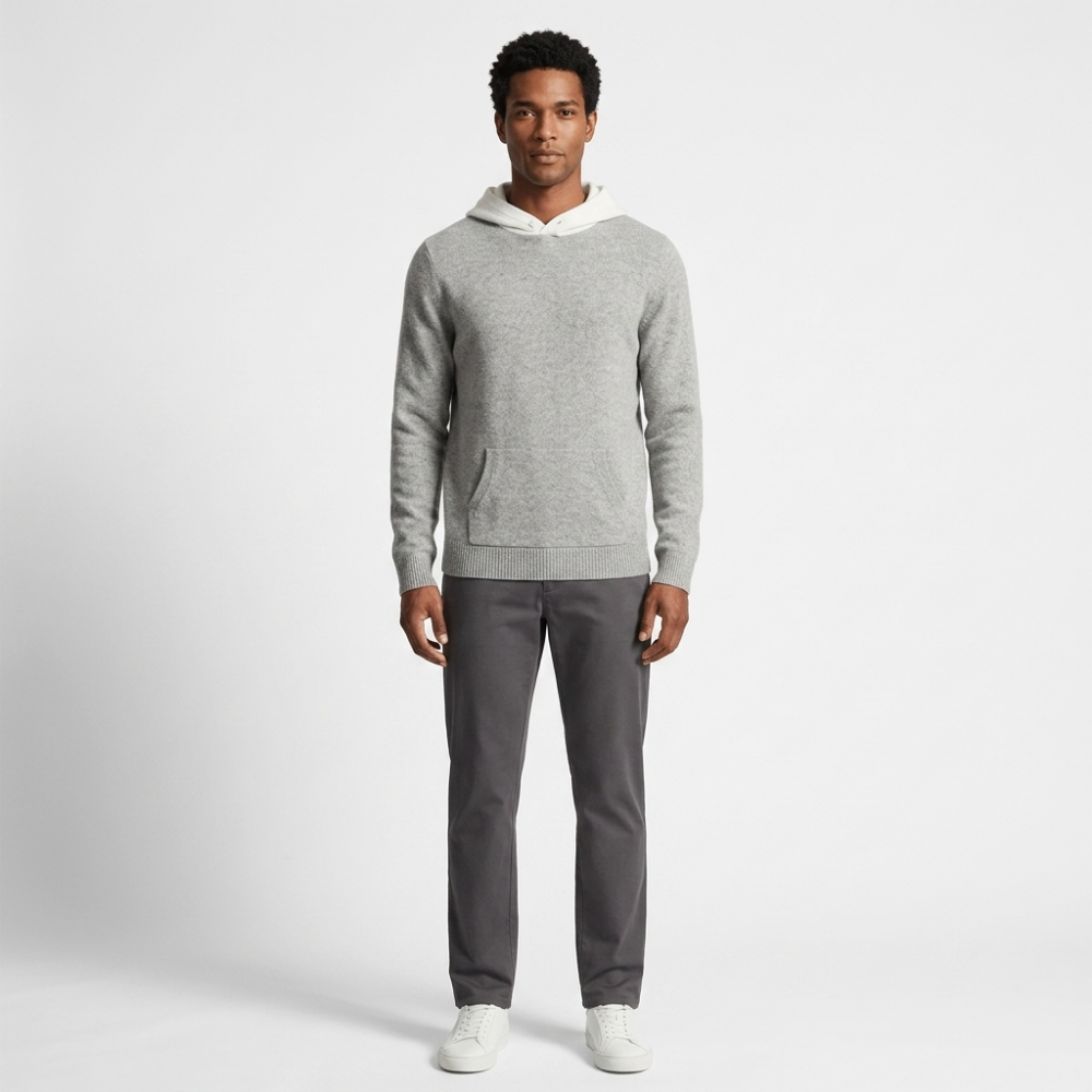 Arden - Merino Wool Hoodie — Gray/White