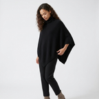 Velora - Merino Poncho — Black