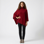 Velora - Merino Poncho — Dark Red