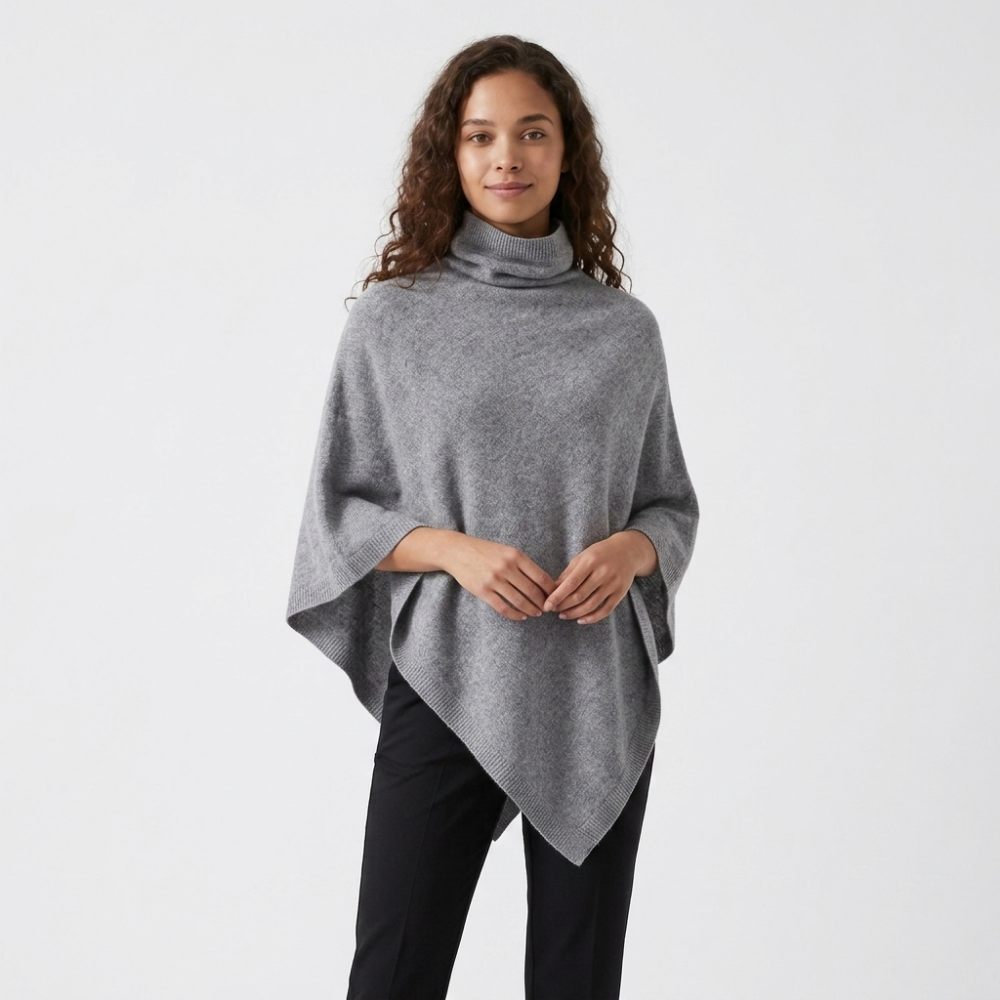 Velora - Merino Poncho — Gray