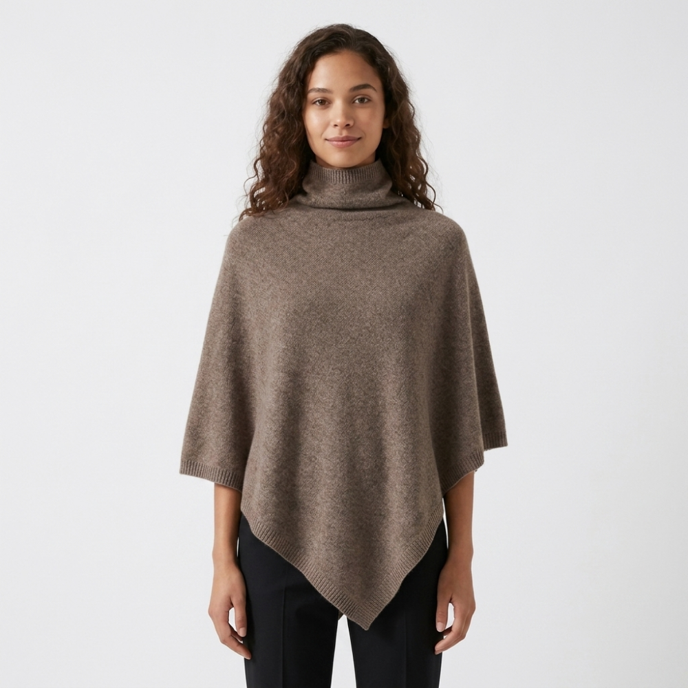 Velora - Merino Poncho — Tan