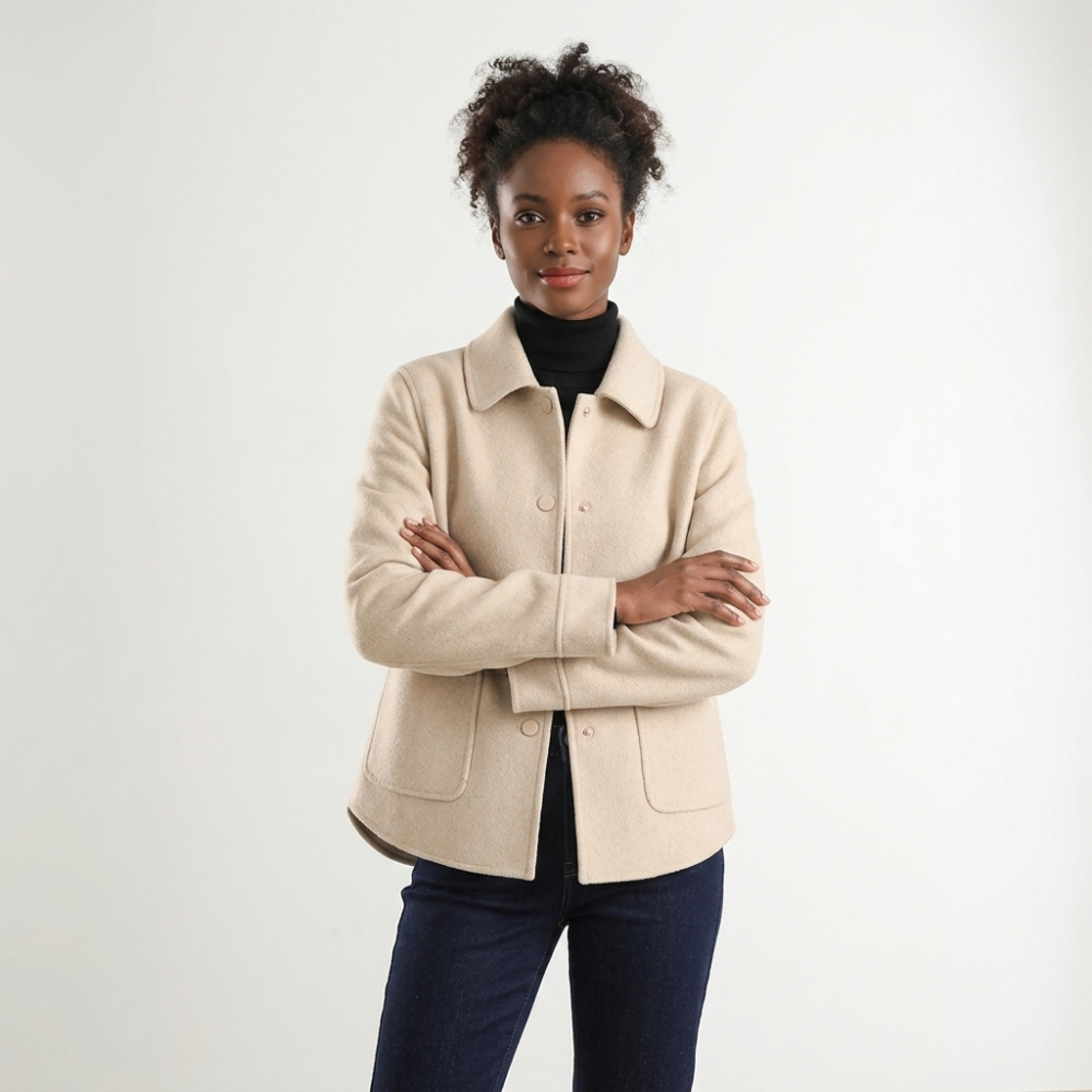 Women's Wool Tailored Coat - Patch Pockets