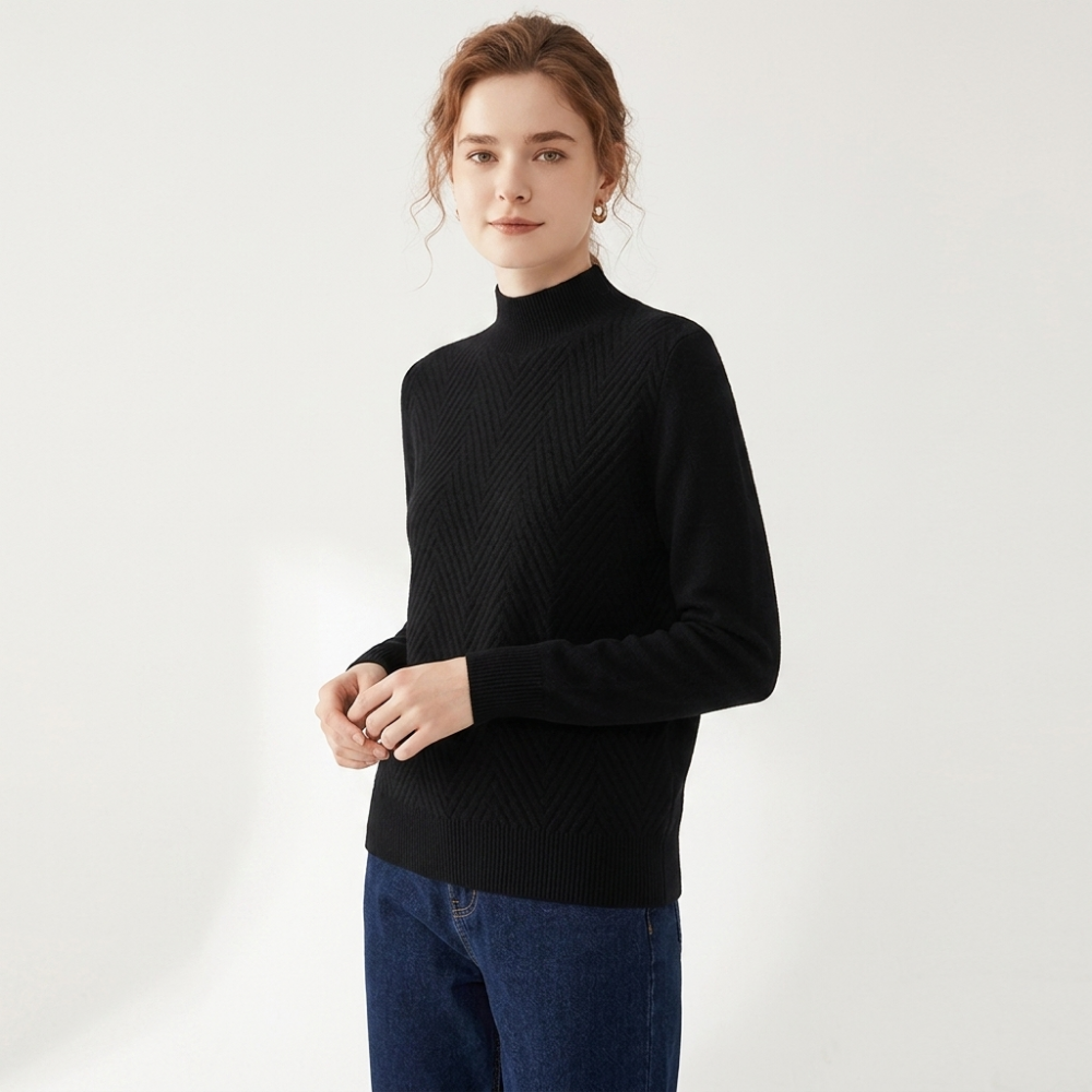 Arlo - Cashmere Wool Mock Neck Sweater — Black