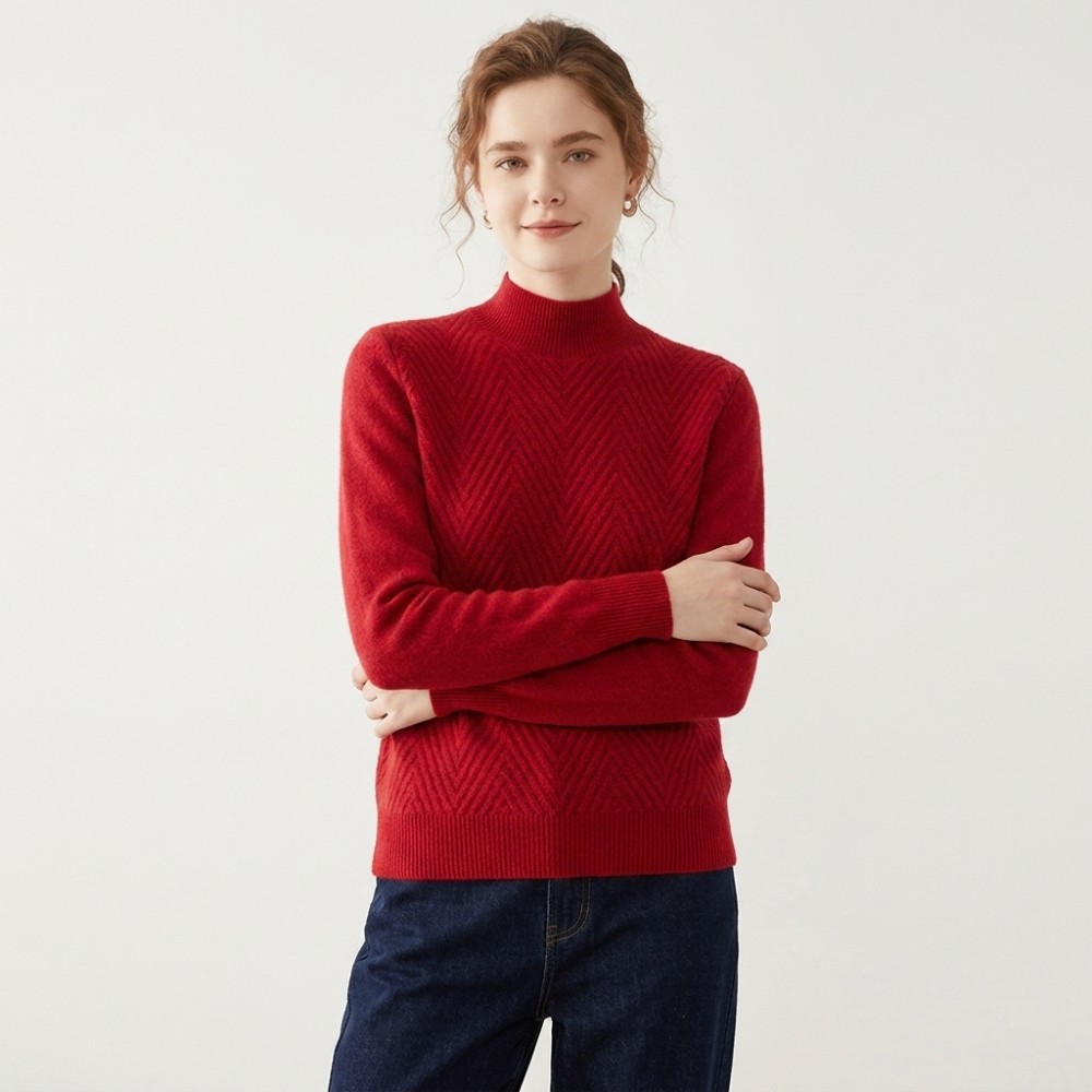 Arlo - Cashmere Wool Mock Neck Sweater — Red