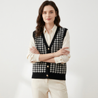 Harper - Cashmere Wool Houndstooth Vest — Black