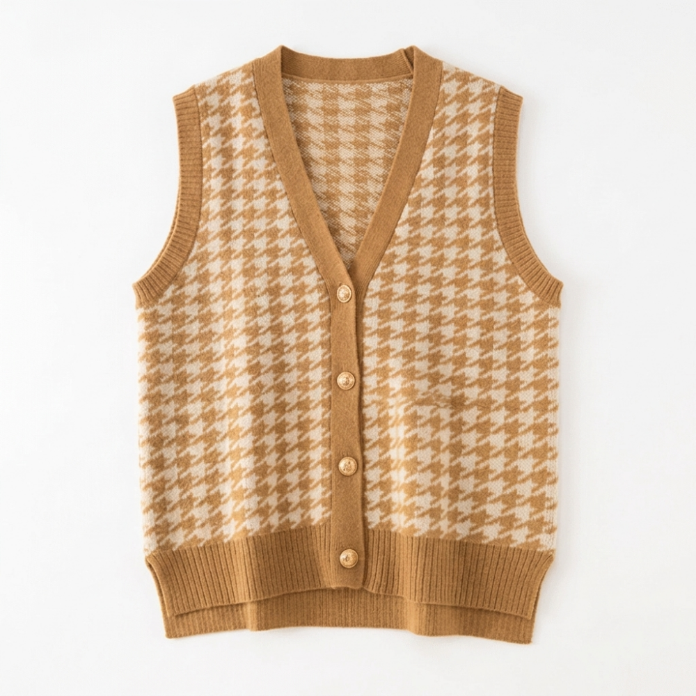 Harper - Cashmere Wool Houndstooth Vest