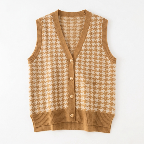 Harper - Cashmere Wool Houndstooth Vest