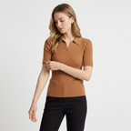 Elise - Worsted Wool Polo Knit — Khaki