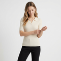 Elise - Worsted Wool Polo Knit — White