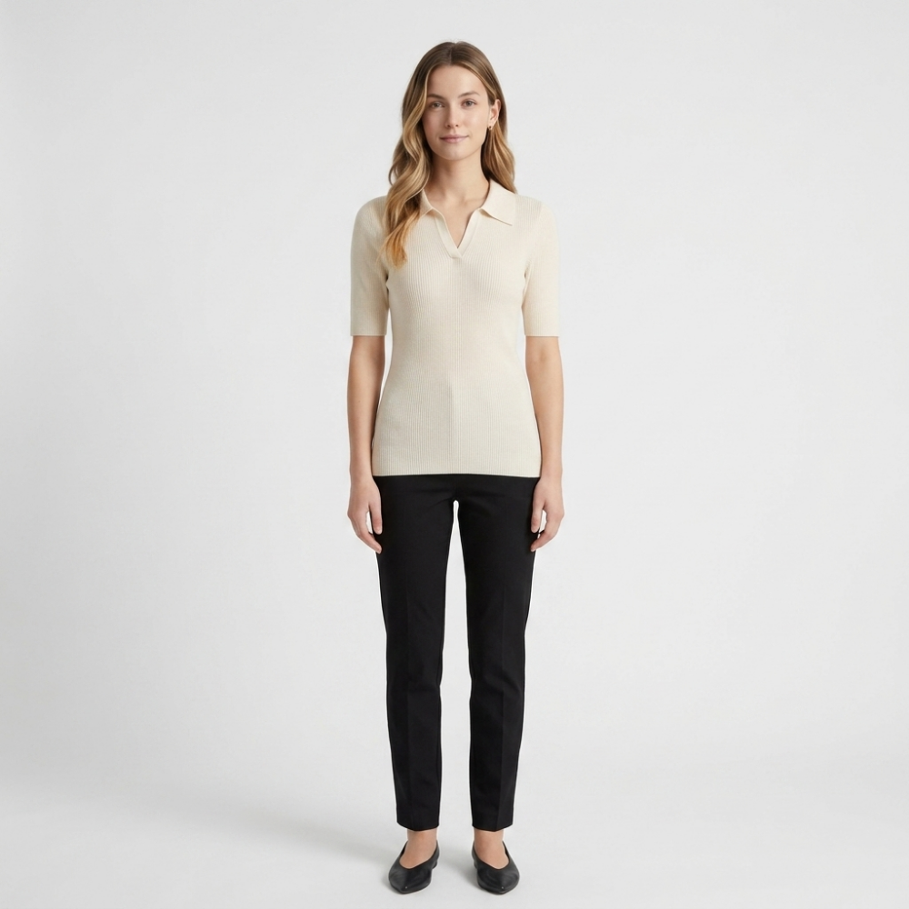 Elise - Worsted Wool Polo Knit