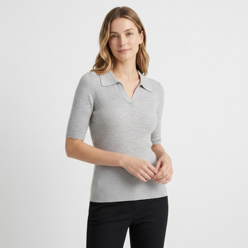 Elise - Worsted Wool Polo Knit
