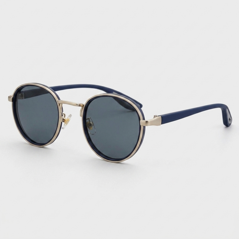 Luna - Round Frame Sunglasses — Blue