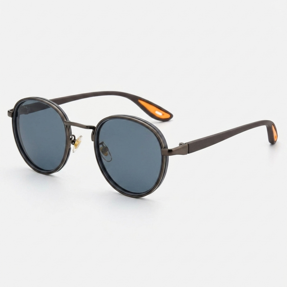Luna - Round Frame Sunglasses — Grey