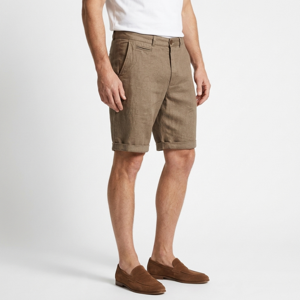 Coastal - Linen Shorts — Beige