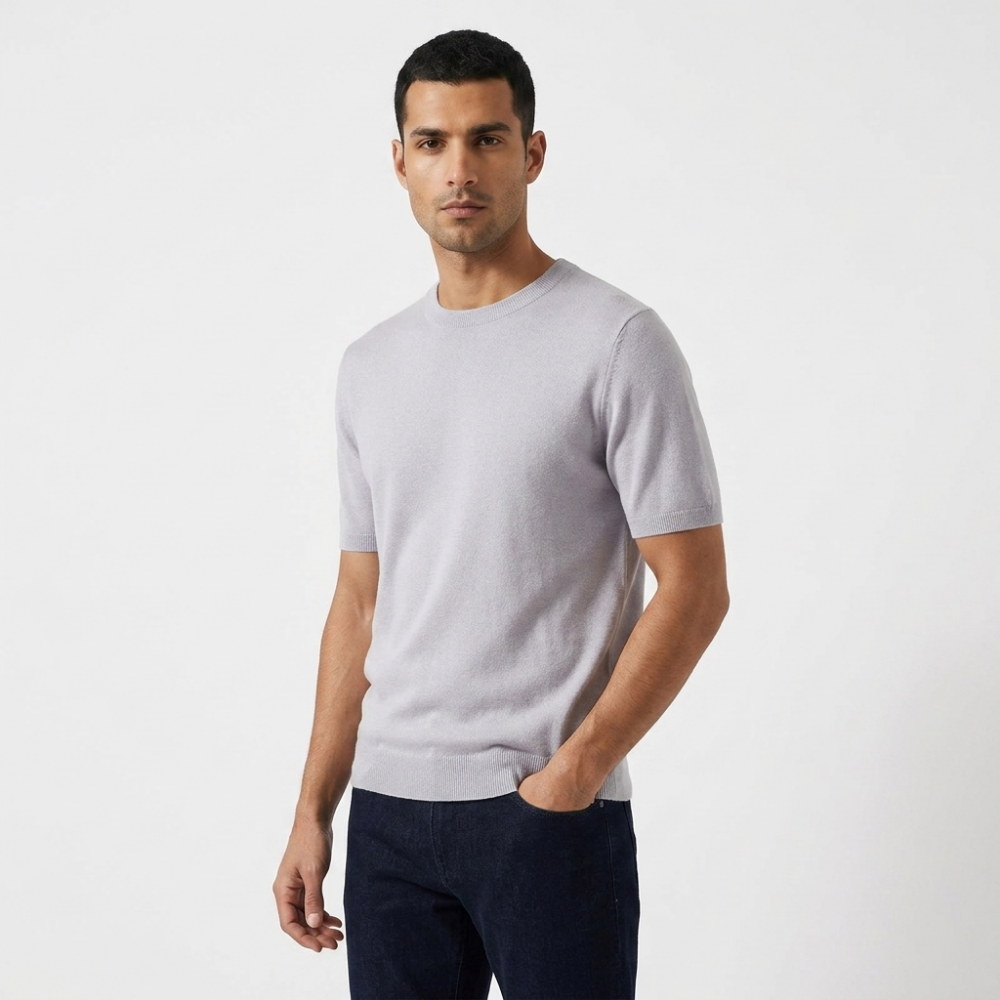 Merino Wool Crewneck Tee — Gray
